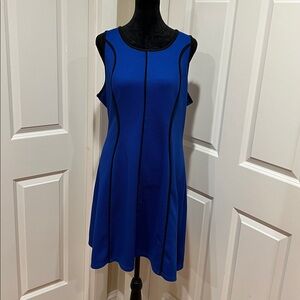 Mossimo, womans, blue & black trim, sleeveless, knee length, dress. Size large.